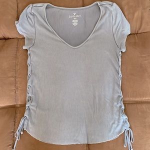 Grey v neck shirt